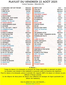 playlist du vendredi 22 aout 2025