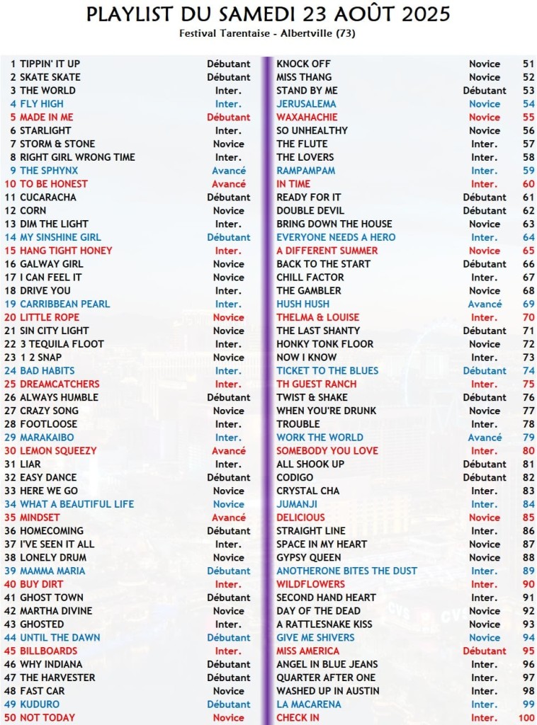playlist sam 23 aout 2025